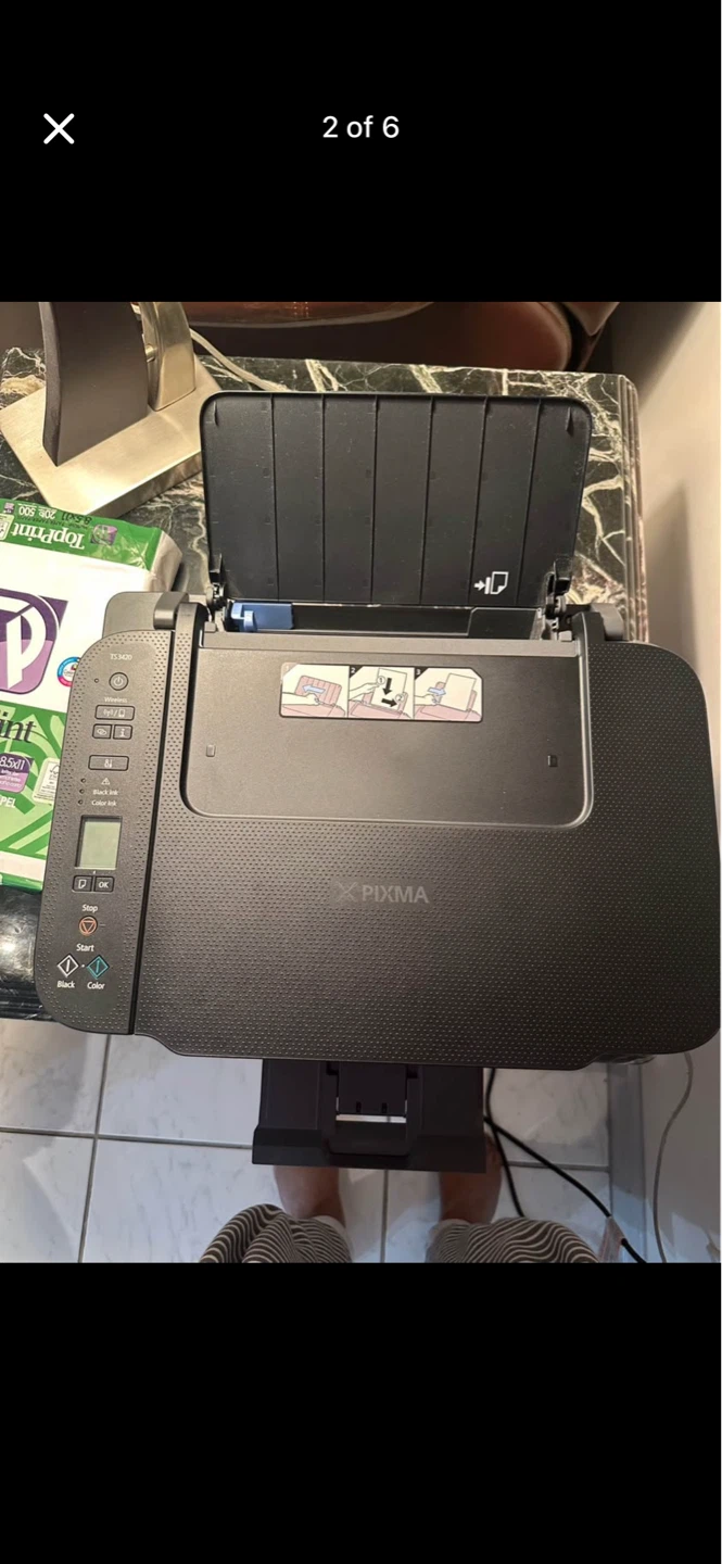 Canon TS3420 Printer with new ink cartridge and A4 size paper