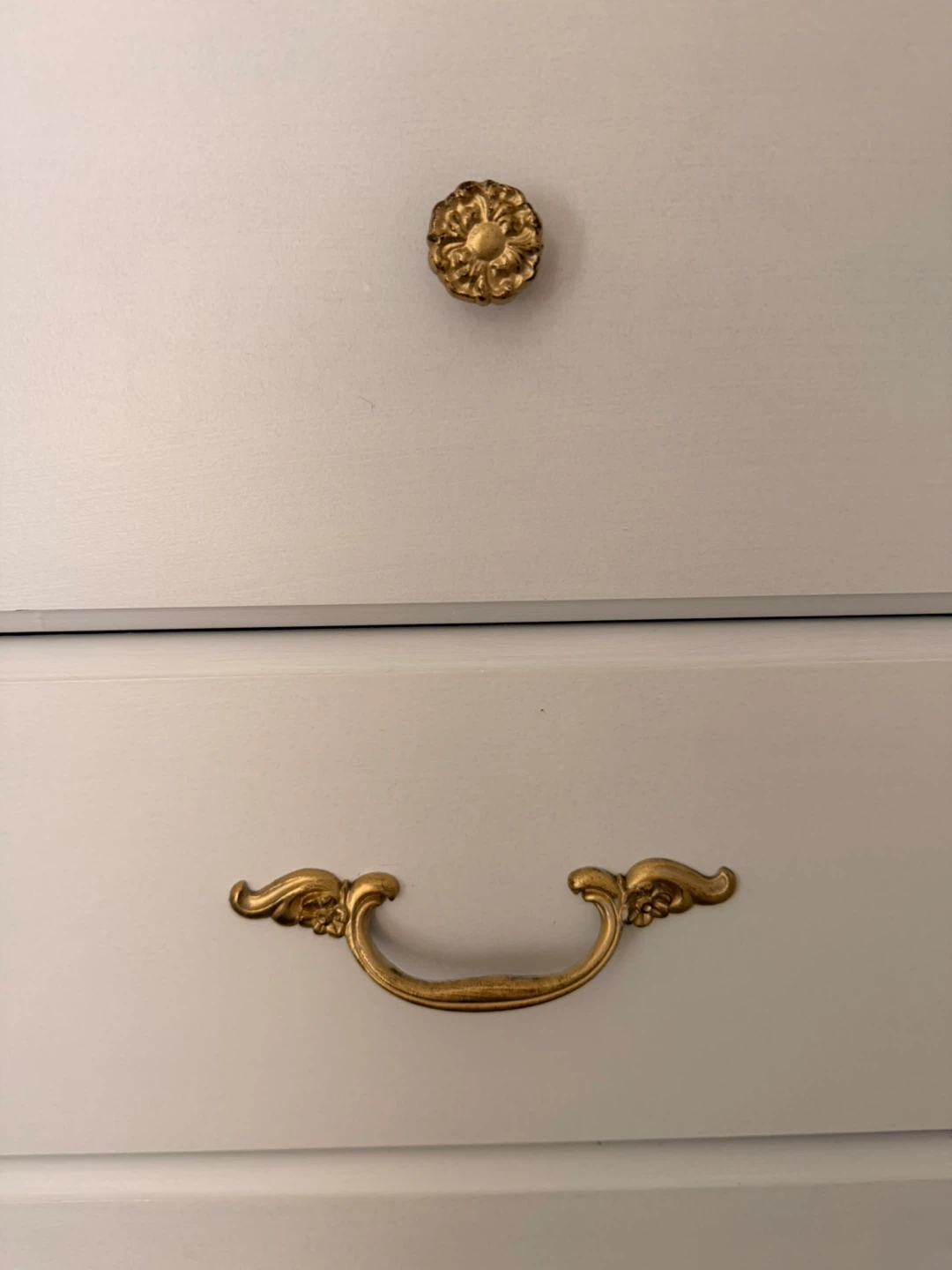 White 6-Drawer Tall Dresser with Gold Accents - photo 2