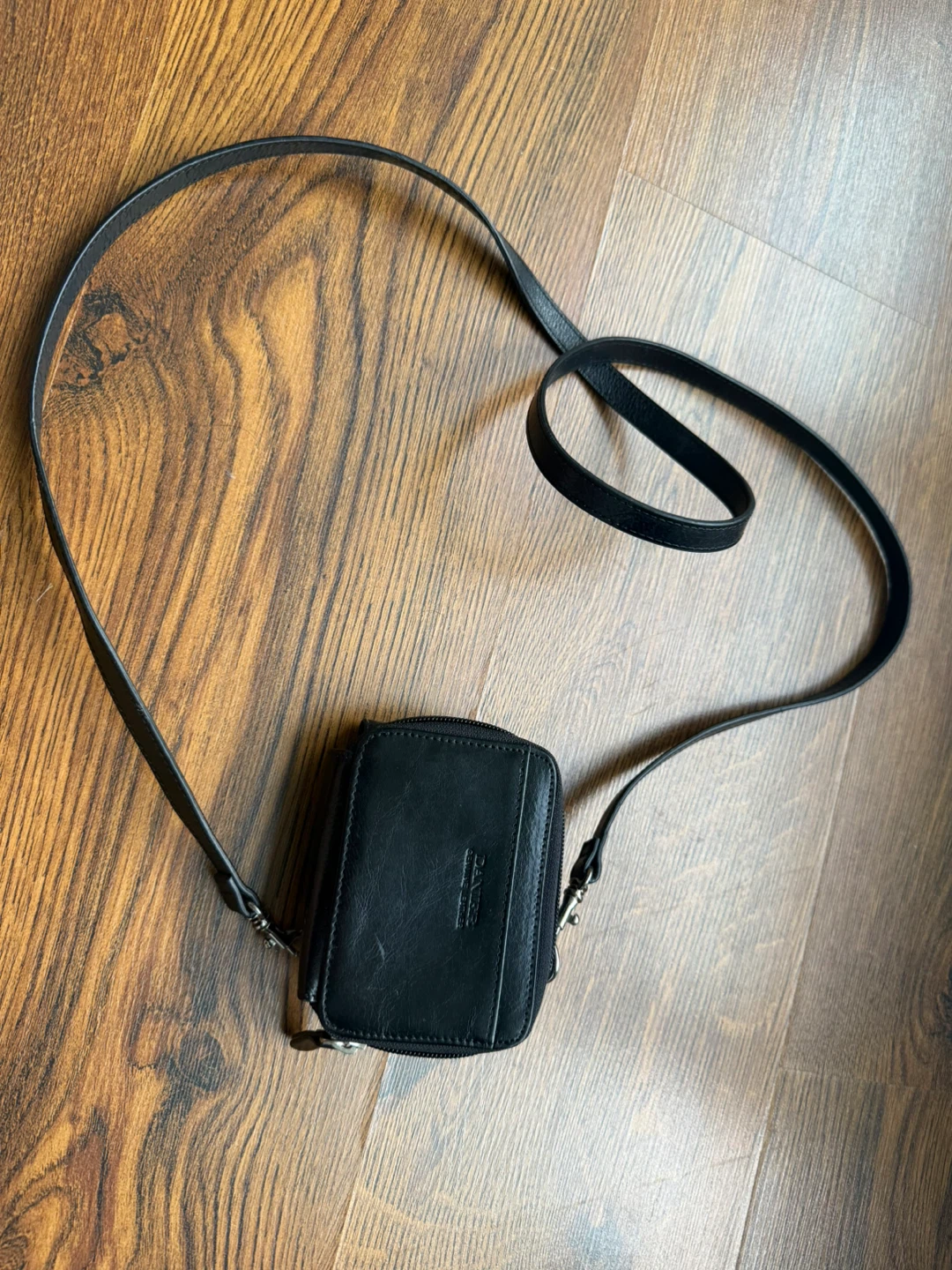 Black Danier Leather Wallet with Strap