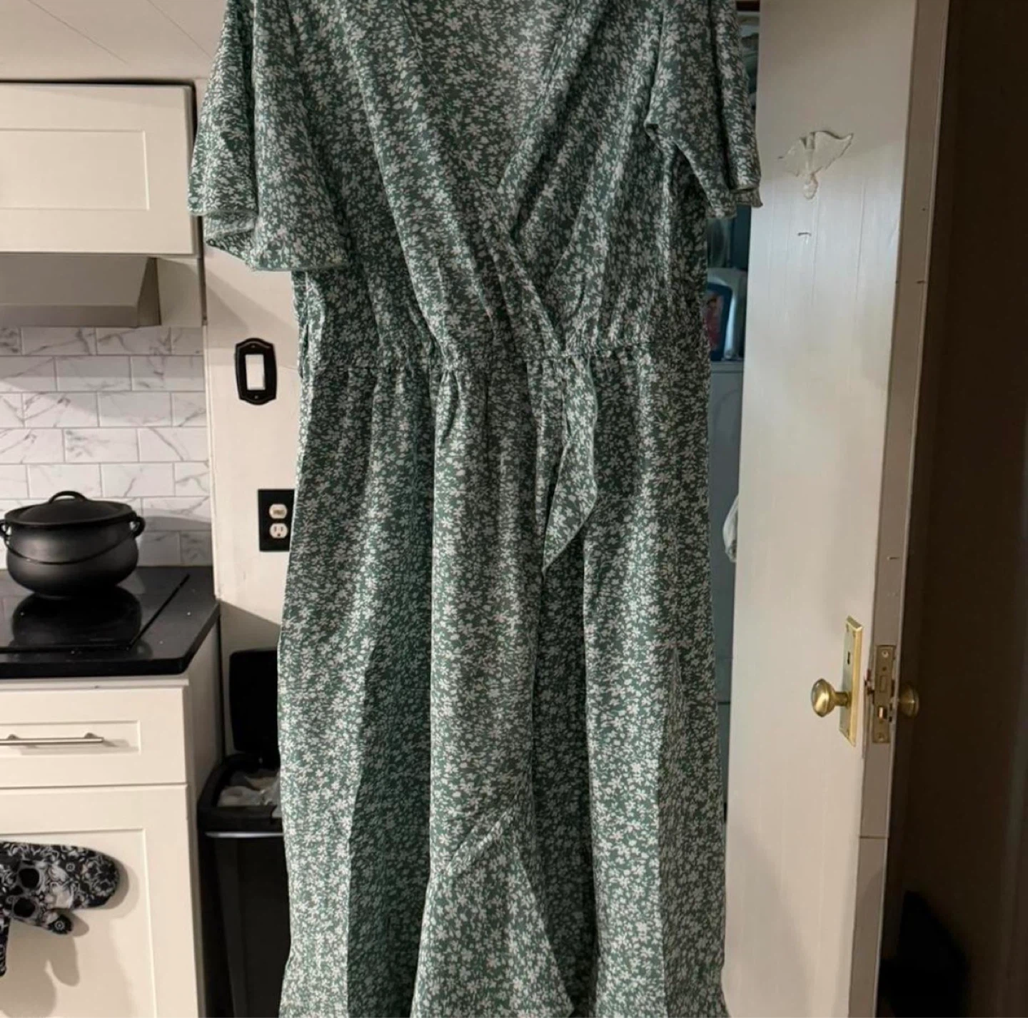 Green floral maxi dress
