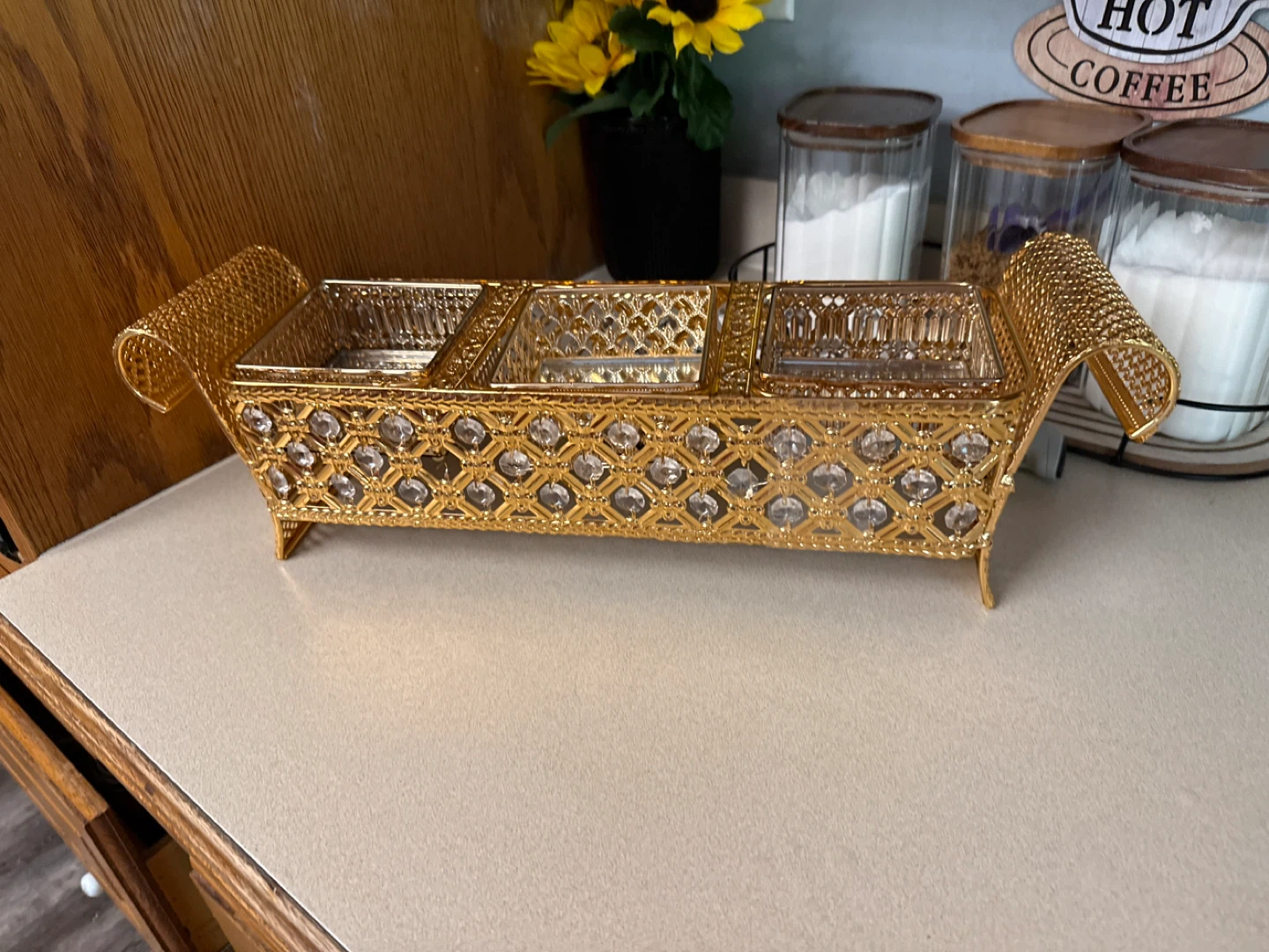 Gold Crystal Decorative Tray Set - photo 2
