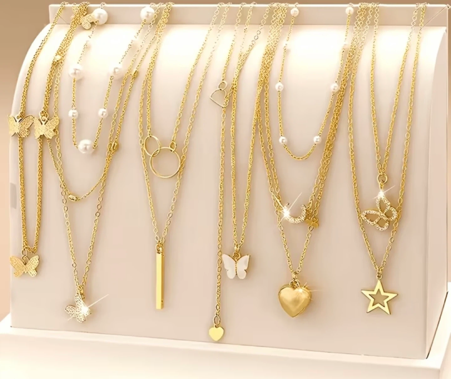 Set of Gold-Tone Layered Necklaces