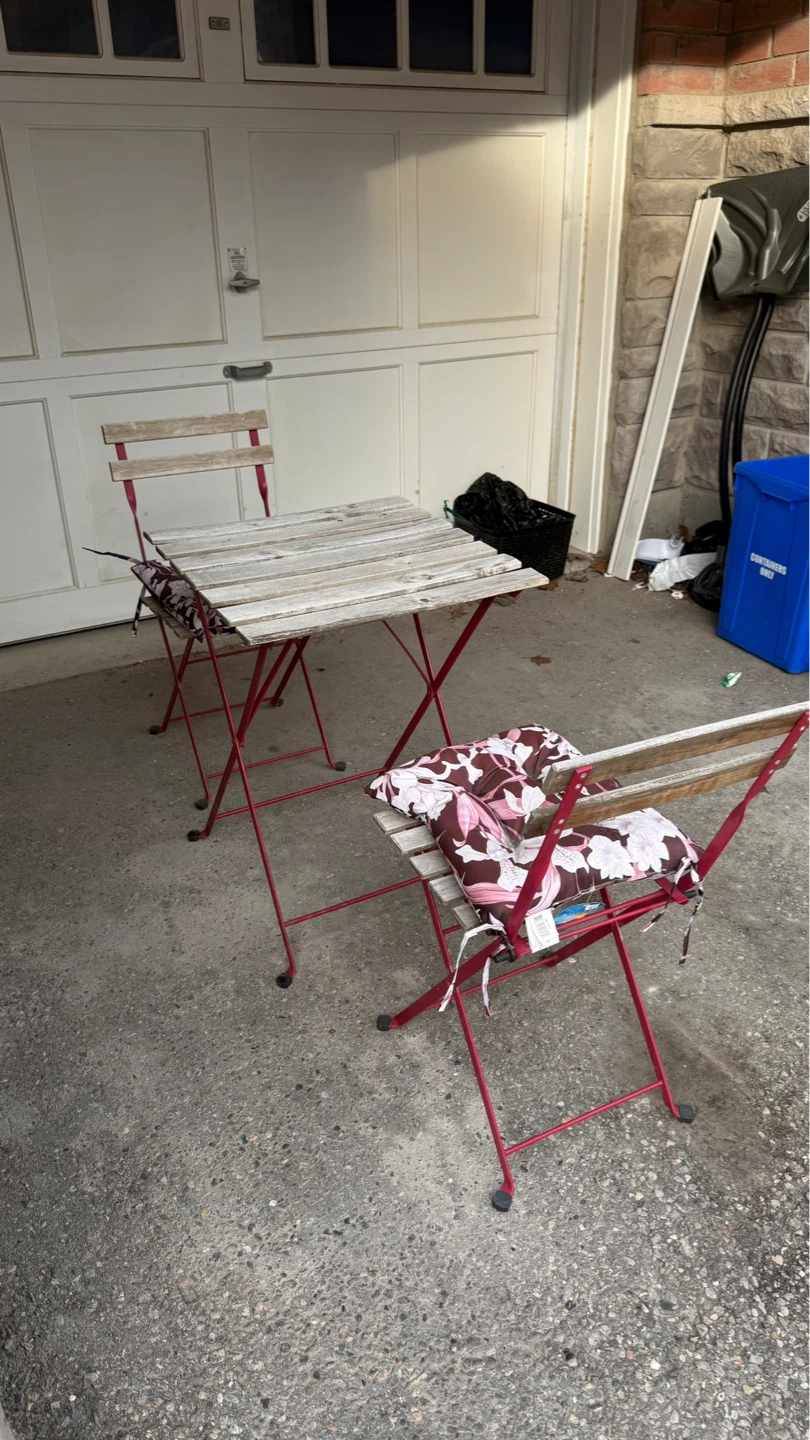 Wooden Bistro Set with Cushions