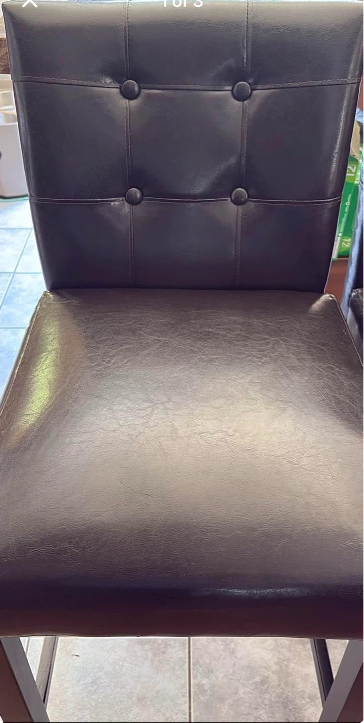 4 Black Leather Bar Stools
