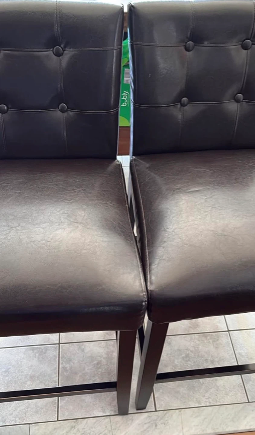 4 Black Leather Bar Stools - photo 2