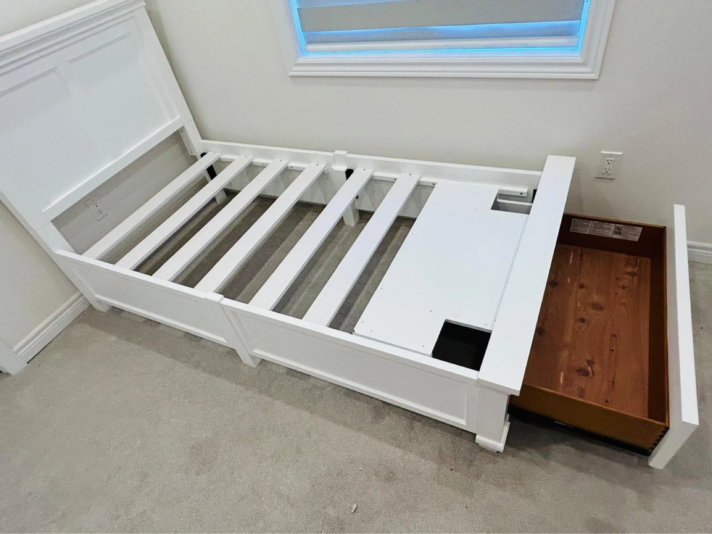 Twin Bed Frame with Storage Drawer + Bamboo Mattress