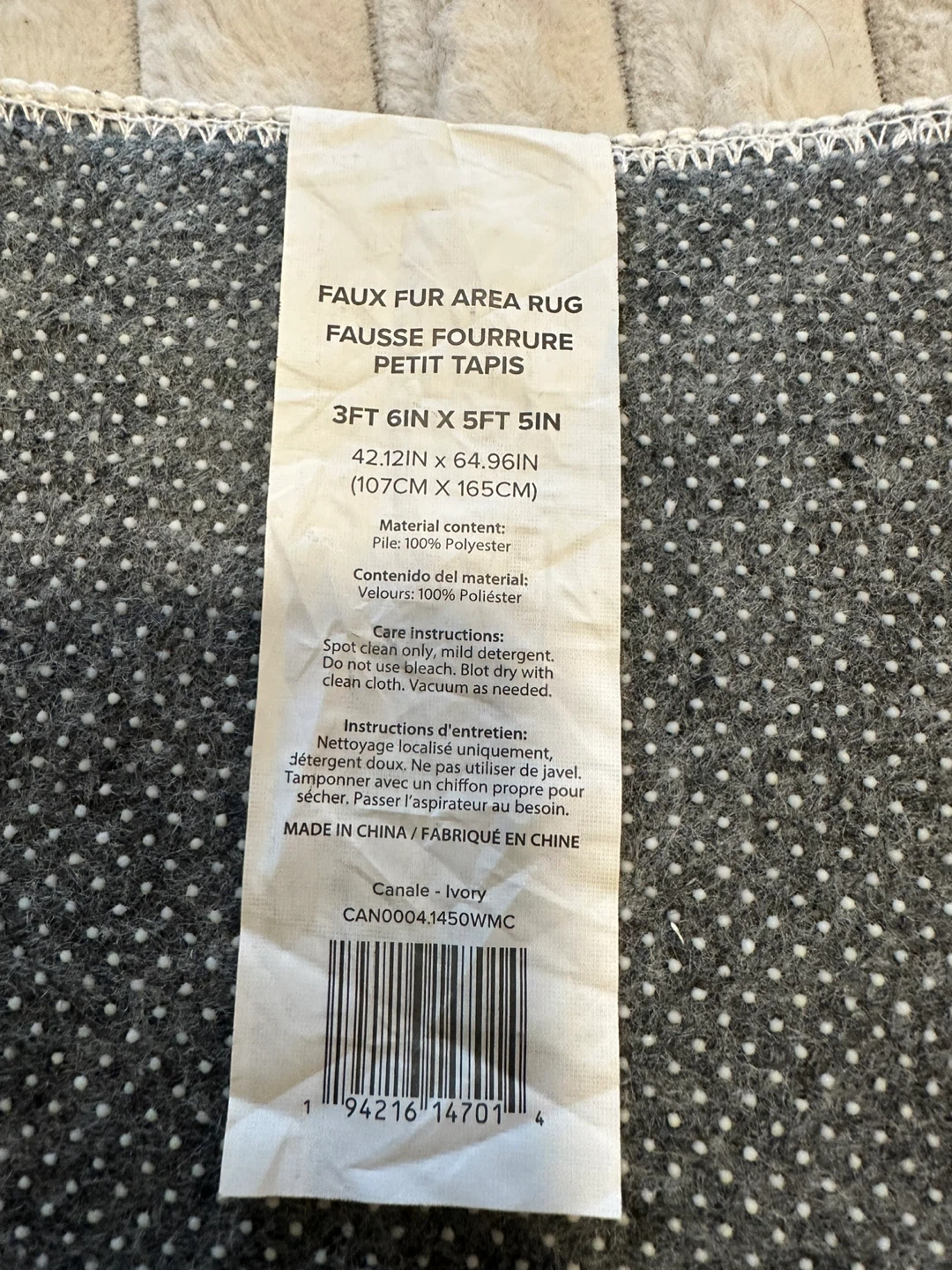 Faux Fur Area Rug - Ivory - photo 2