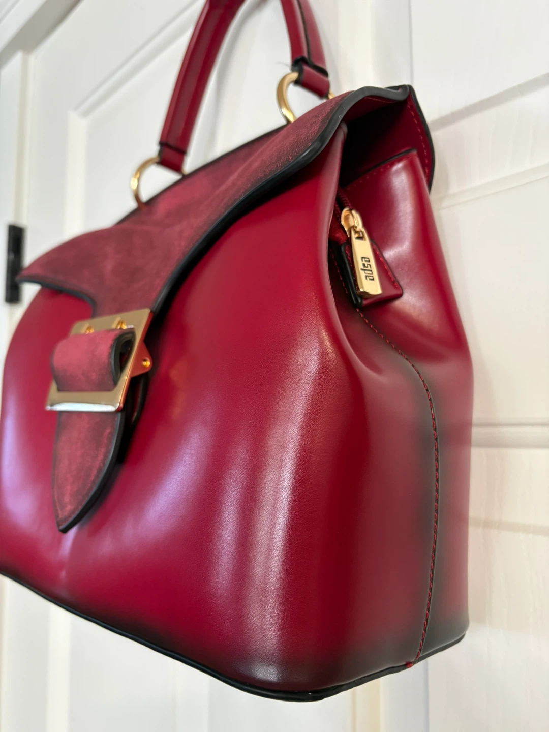 Cherry Red Espe Handbag with Gold Buckle - photo 3