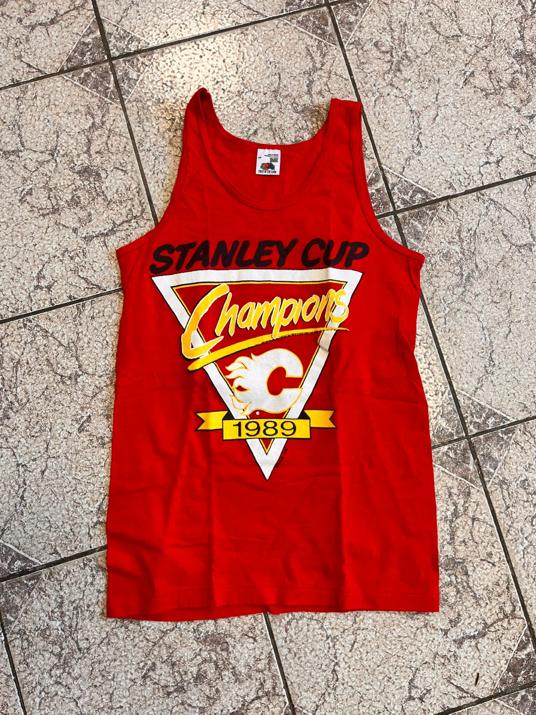 Vintage Calgary Flames 1989 Stanley Cup Champions Tank Top