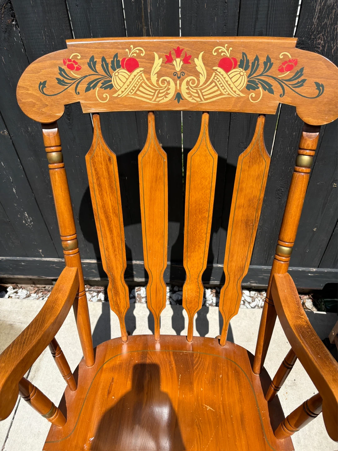Beautiful Decorated Vintage Wood Rocking Chair - photo 2