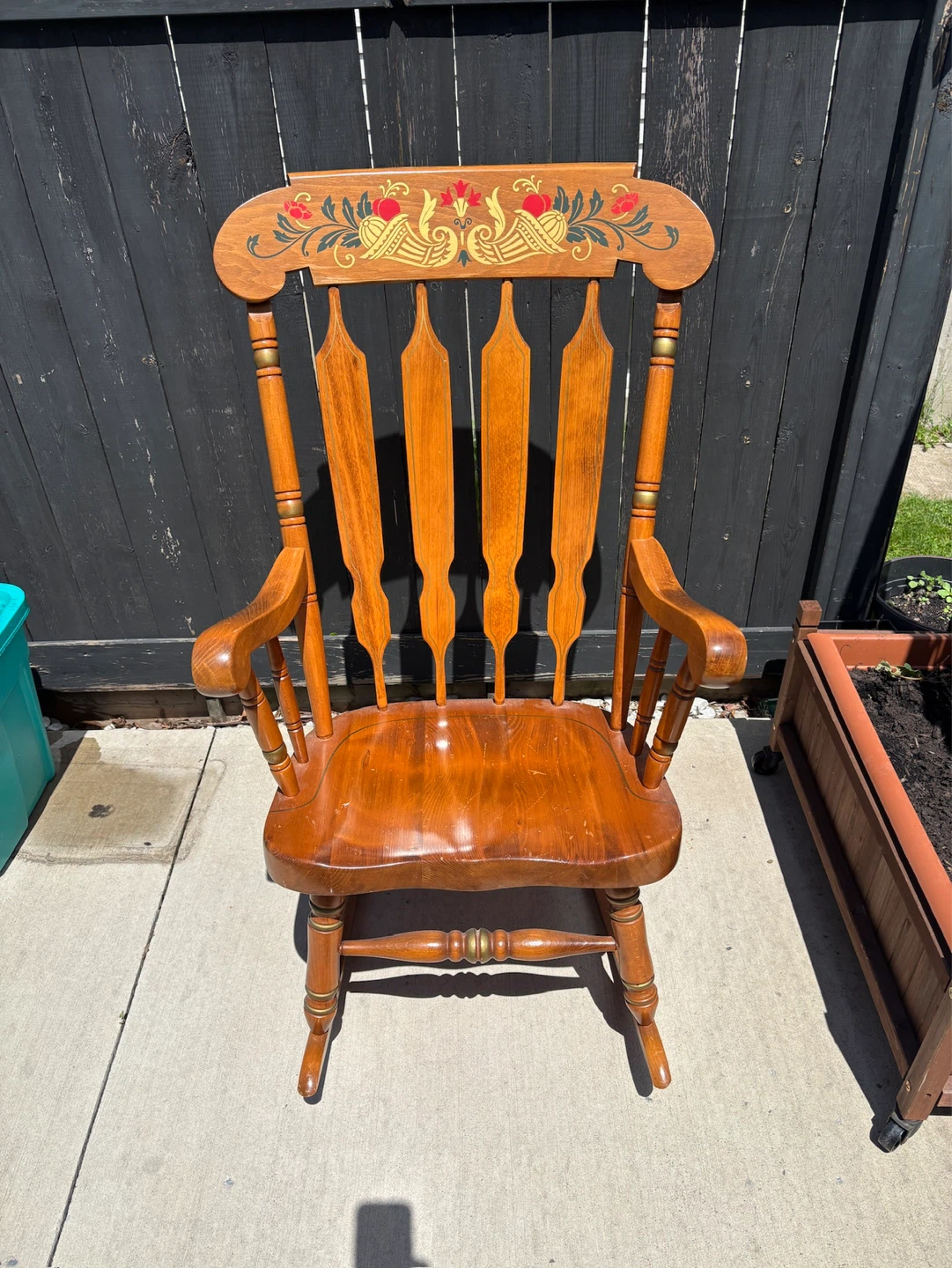 Beautiful Decorated Vintage Wood Rocking Chair