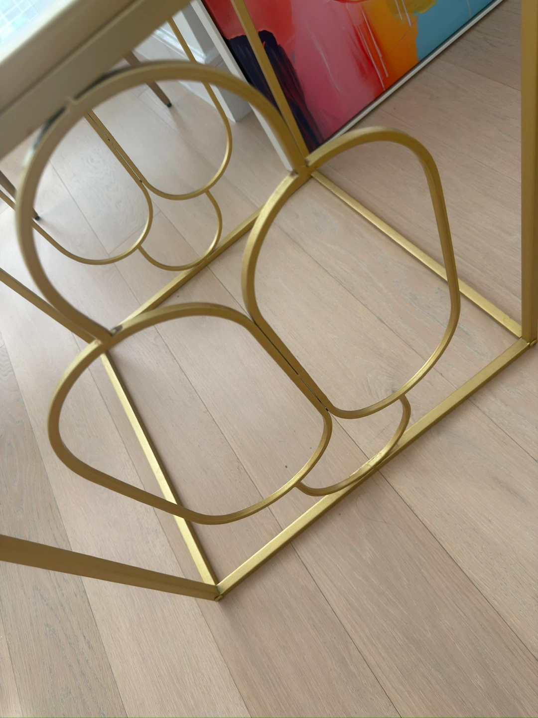 Gold Metal and Glass Side Table - photo 3