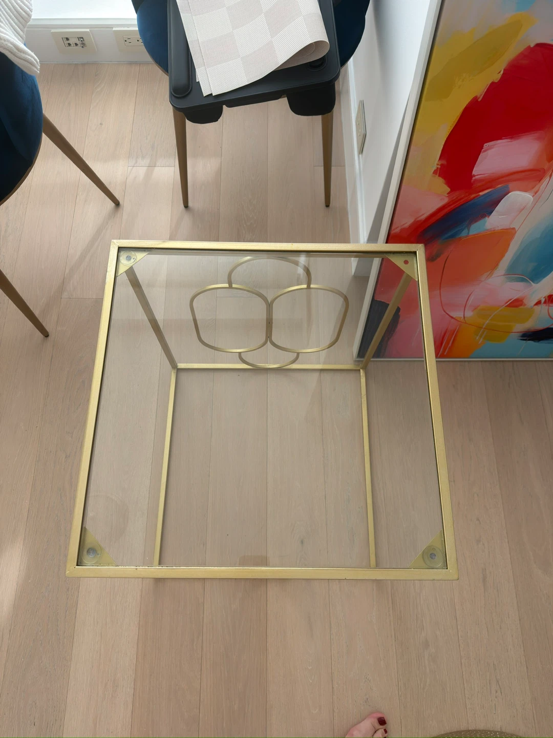 Gold Metal and Glass Side Table - photo 2