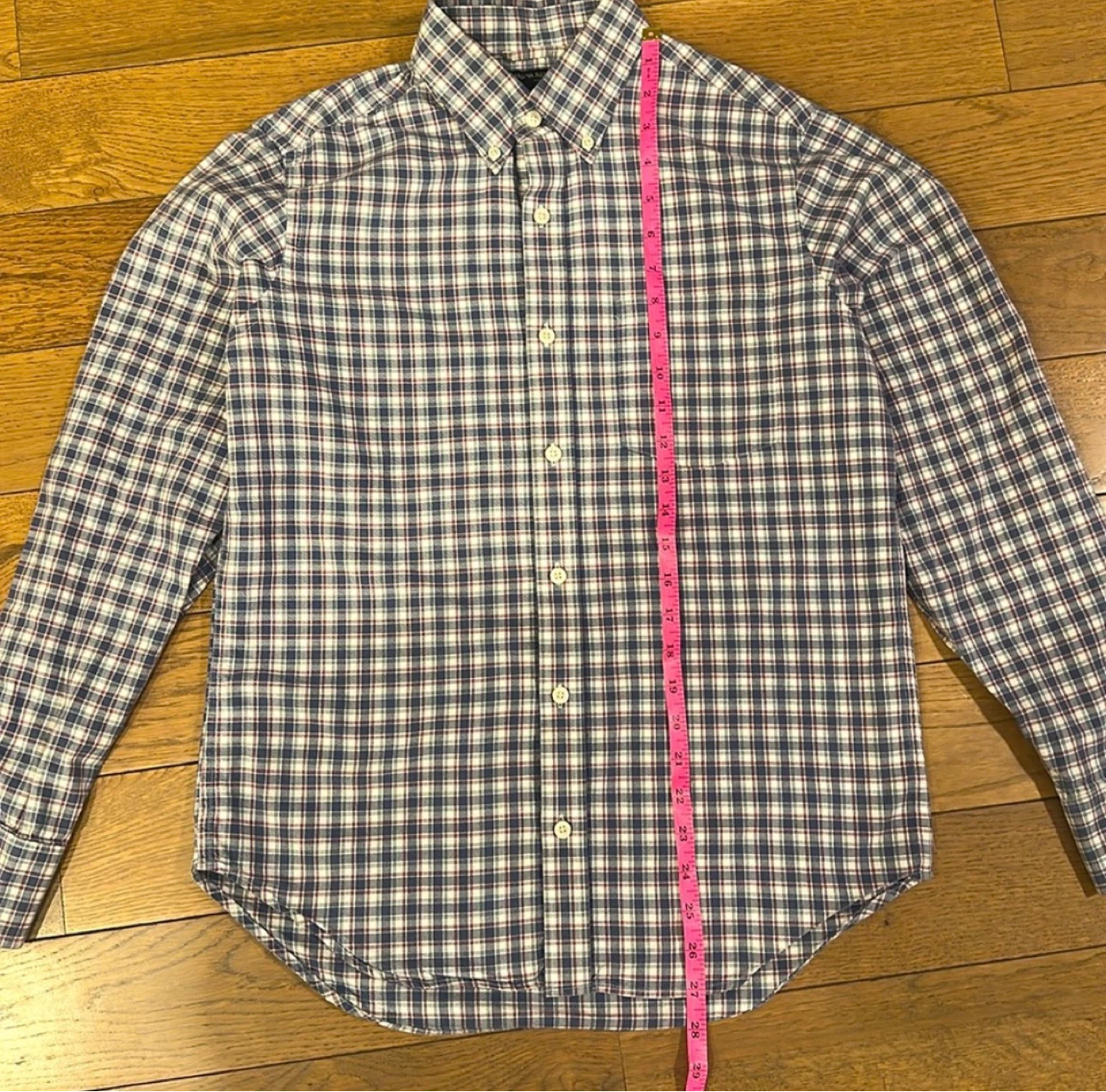 Banana Republic White Blue Red Checkered Shirt Size S - photo 3