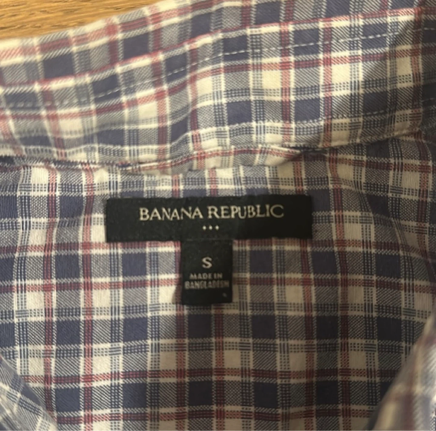 Banana Republic White Blue Red Checkered Shirt Size S - photo 5