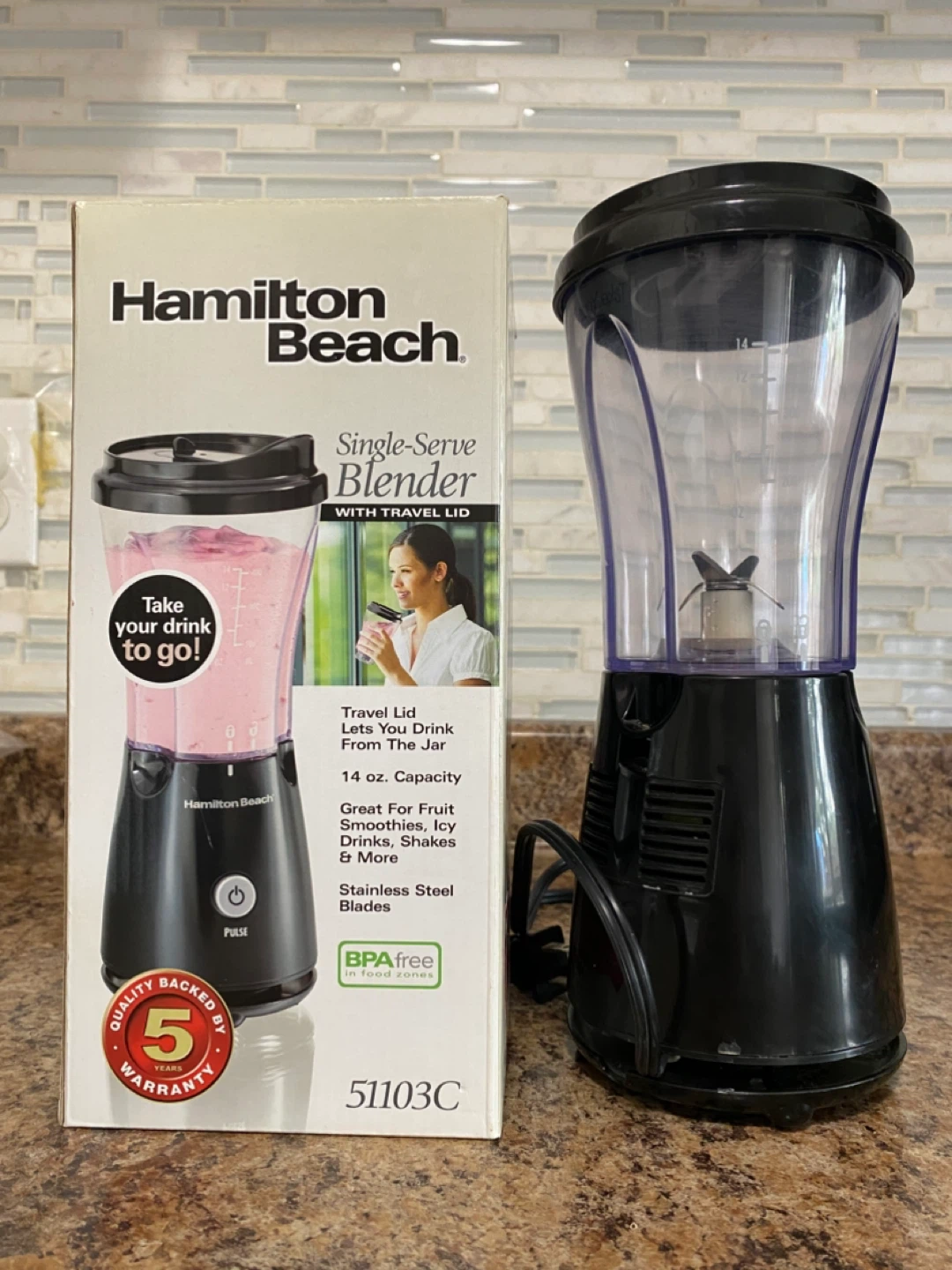 Hamilton Beach Single-Serve Blender with Travel Lid