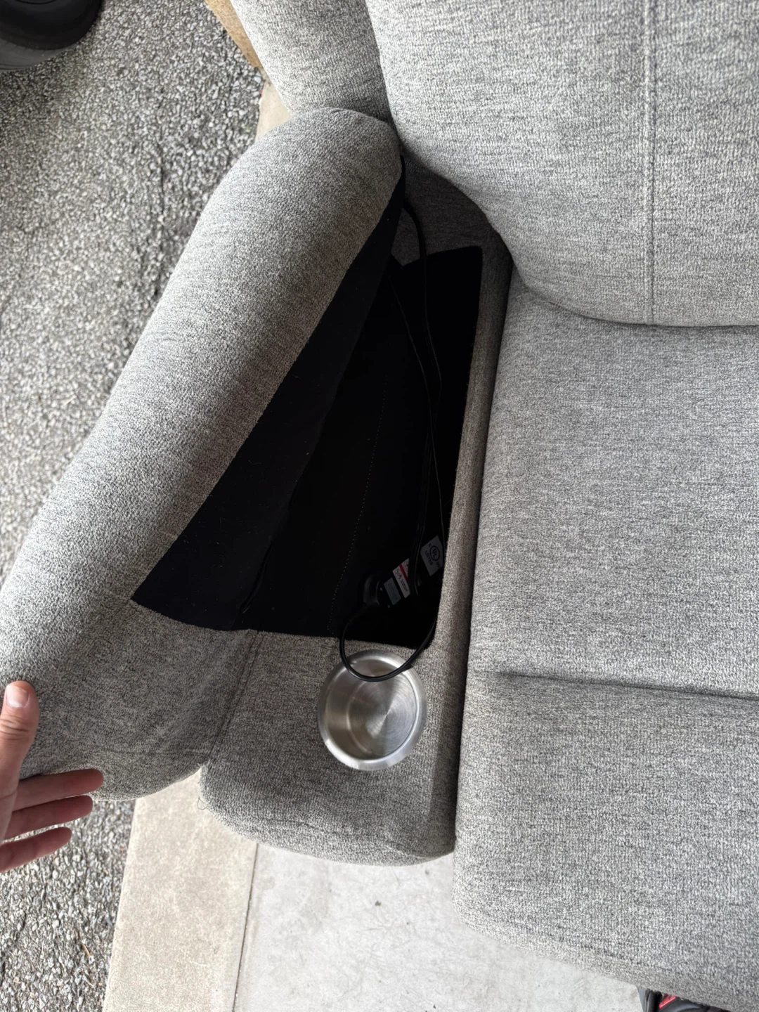 Grey Fabric sofa seat with Cup Holder - photo 3