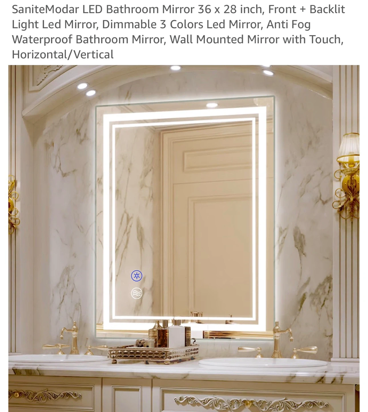 SaniteModar LED Bathroom Mirror 36 x 28 inch