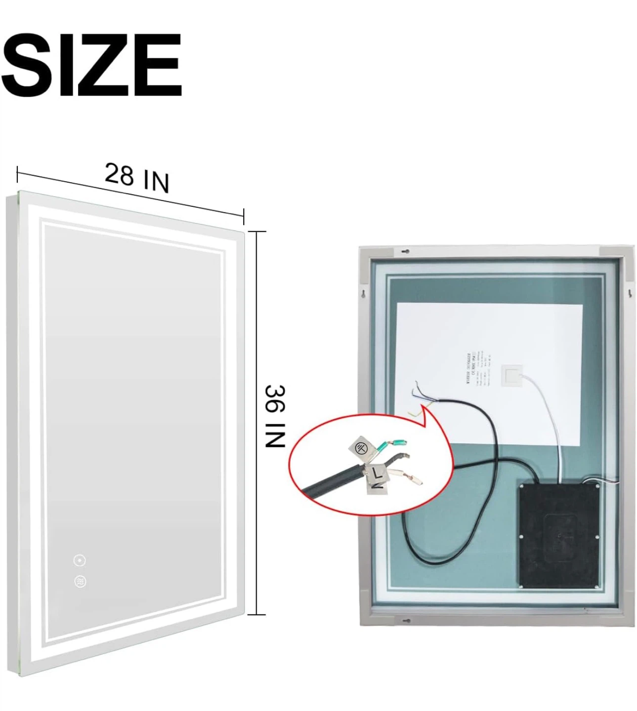 SaniteModar LED Bathroom Mirror 36 x 28 inch - photo 2