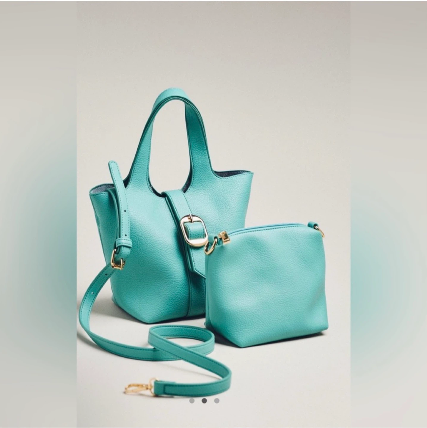 Anthropologie Teal Bucket Bag ⚽ - photo 2