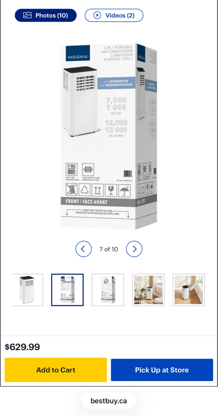 Insignia 3-in-1 Portable Air Conditioner/Dehumidifier/Fan - photo 4