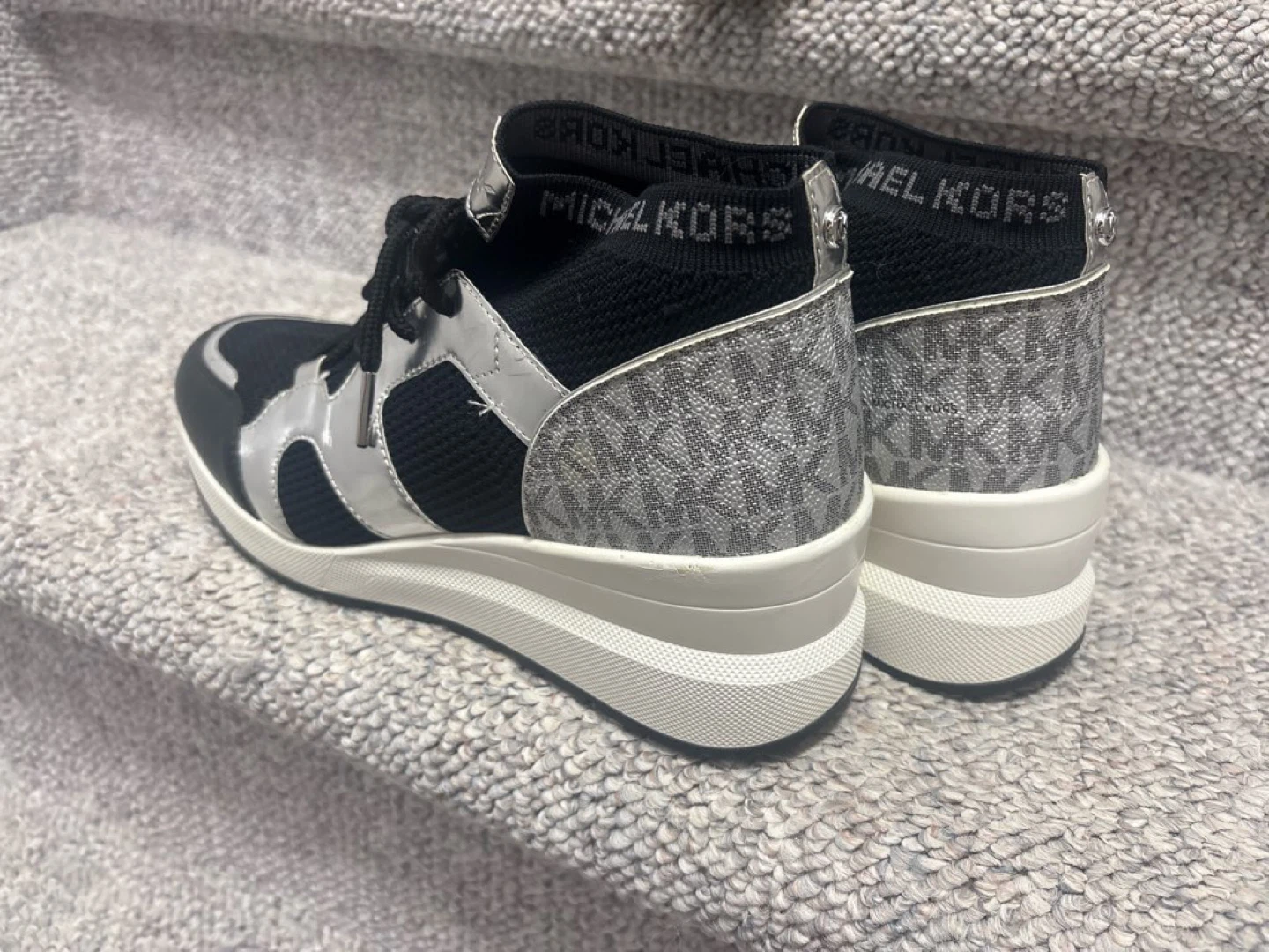 Michael Kors Wedge Sneakers - Black & Silver