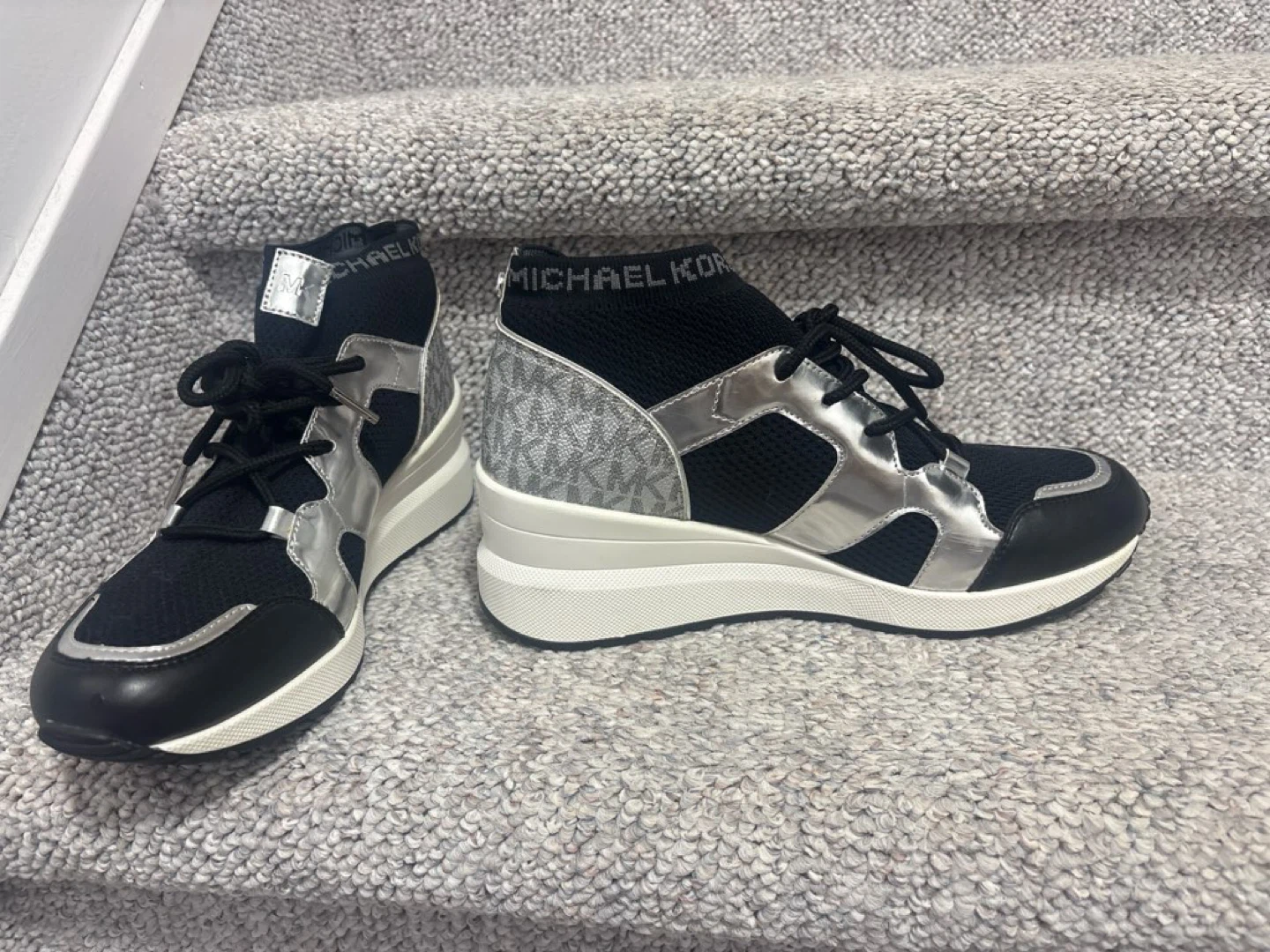 Michael Kors Wedge Sneakers - Black & Silver - photo 3