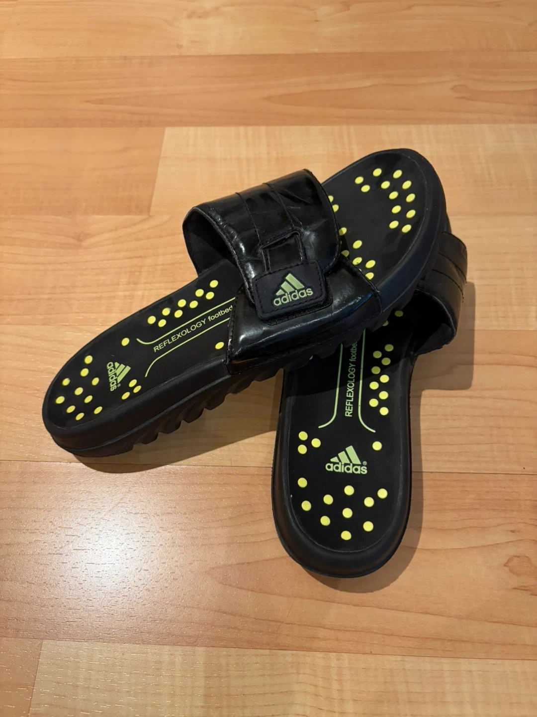 Vintage Adidas Reflexology Footbed Slides Black