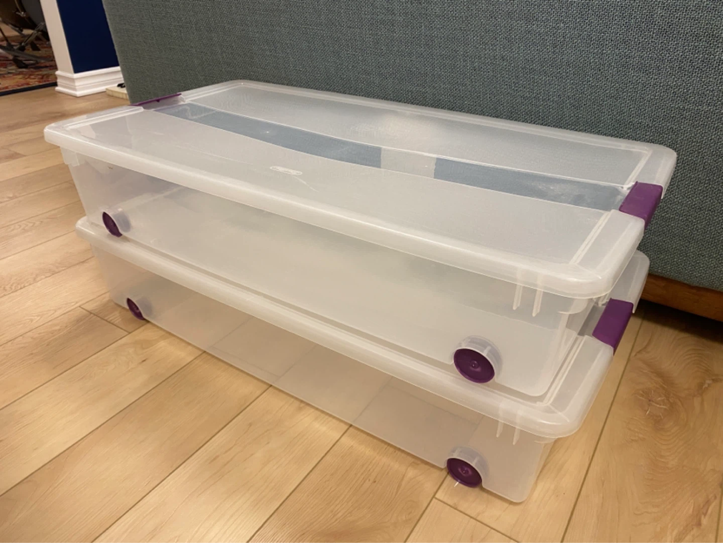 2x Sterilite Under Bed 57 L Storage Bin with Wheels