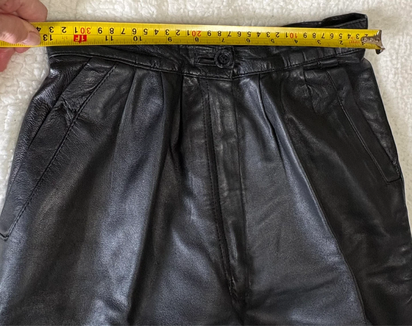Vintage Black Pleated Leather Trousers. ⚽️ - photo 4