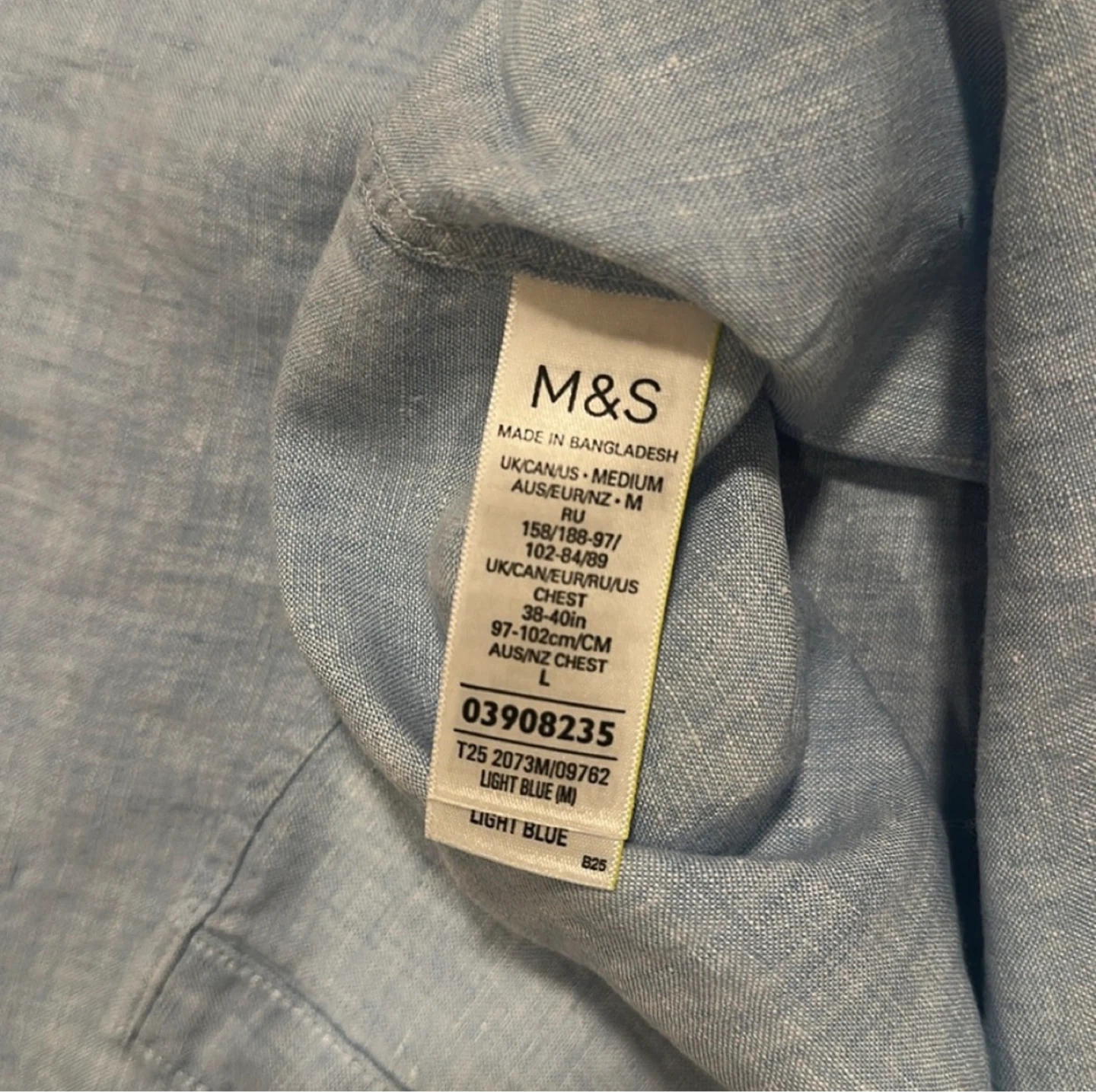 M&S Light Blue Pure Linen Men's Shirt - photo 5