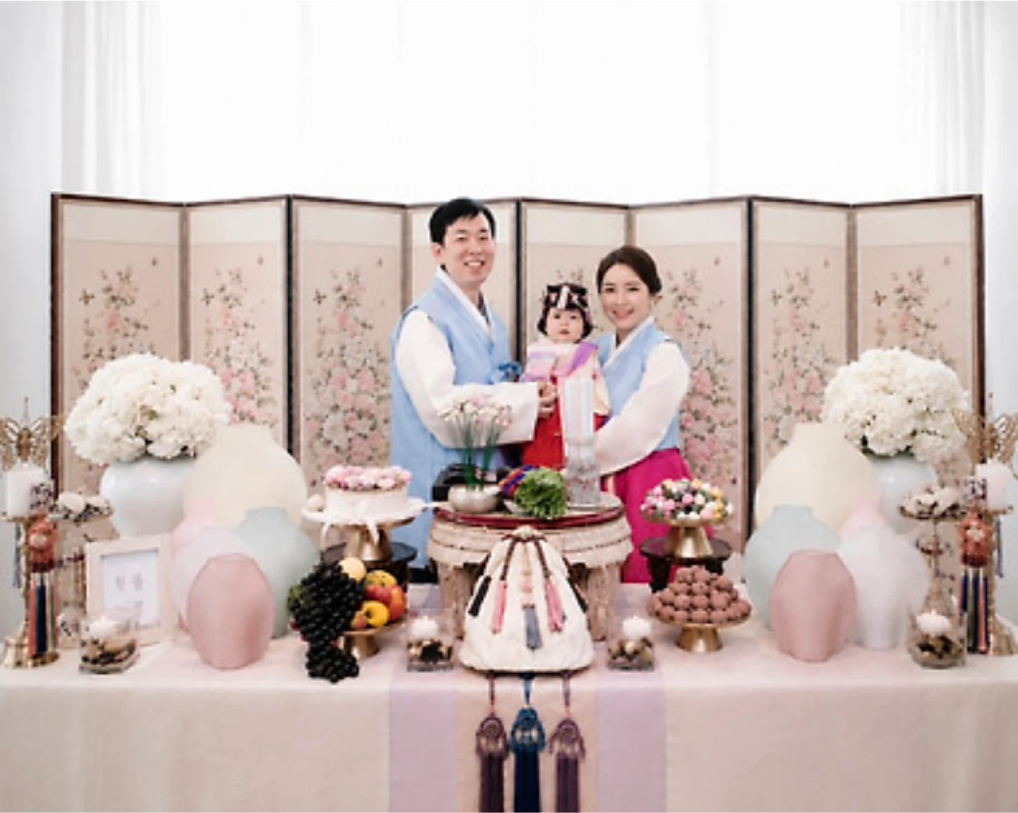 Custom-Made Korean Hanbok Set for Sale – Family of 3