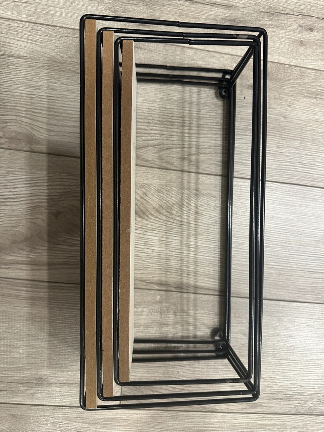 Set of 3 Black Metal Wire Floating Shelves with Wood - photo 3
