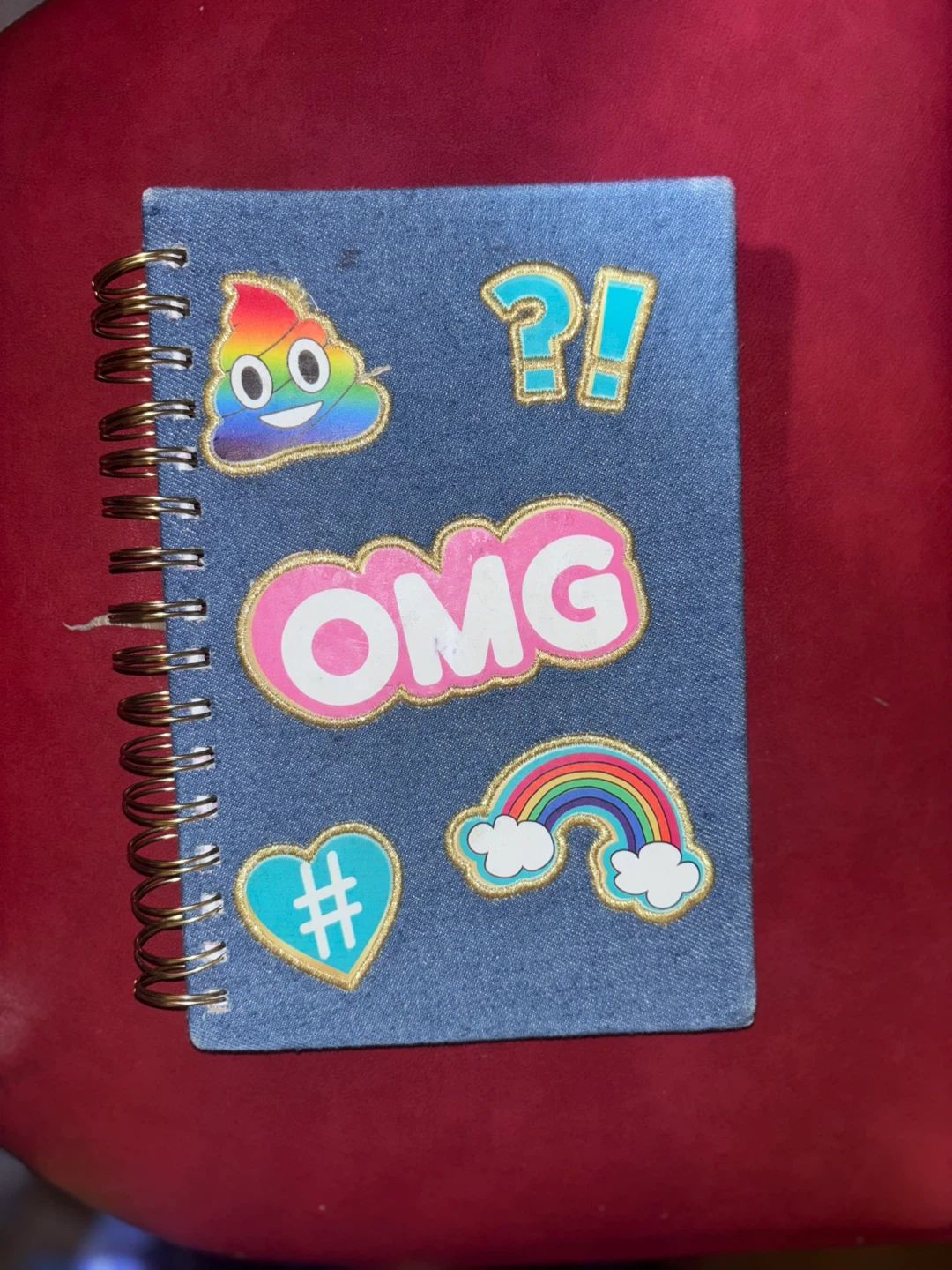 ⚽️OMG Denim Journal with Rainbow & Emoji Stickers