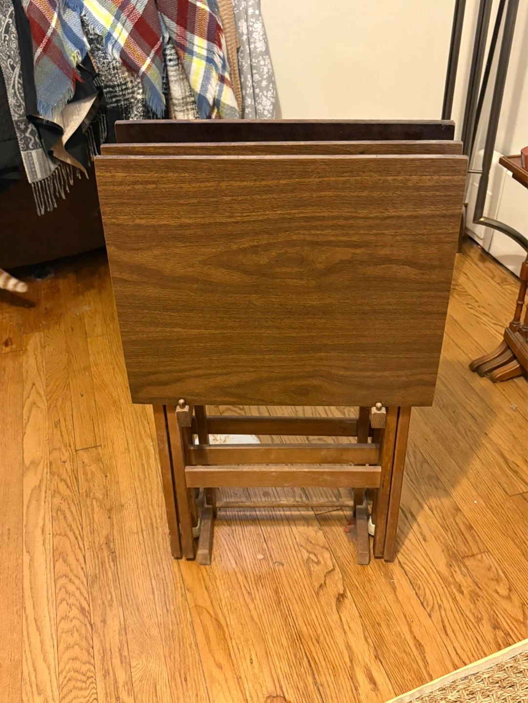 Vintage Wooden TV Tray Table Set