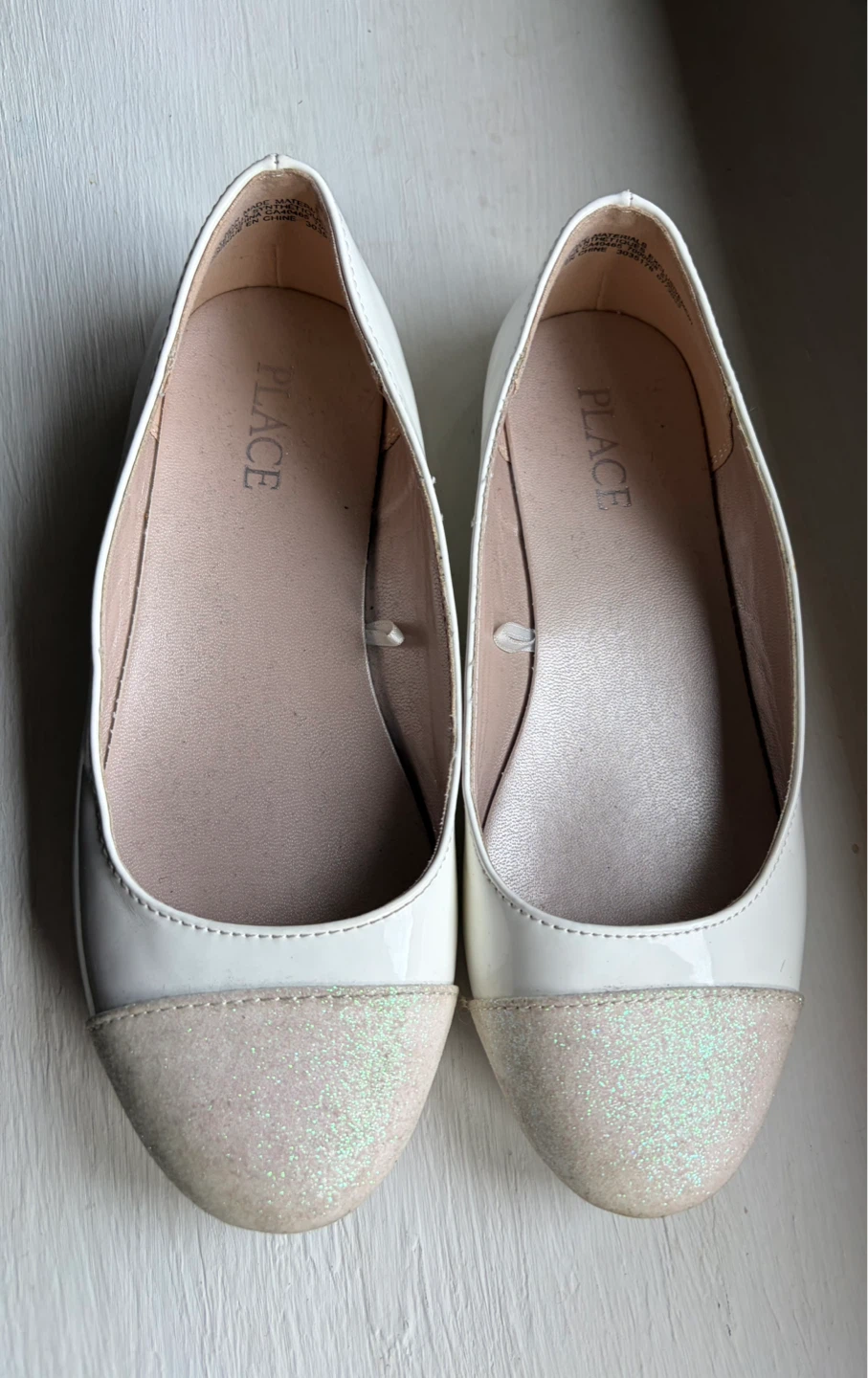 The Children's Place White Glitter Cap Toe Flats Size 1 - photo 2