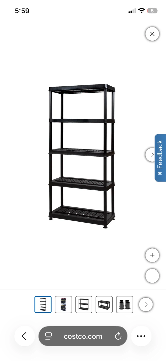 Black 5-Shelf  Storage Shelving Unit
