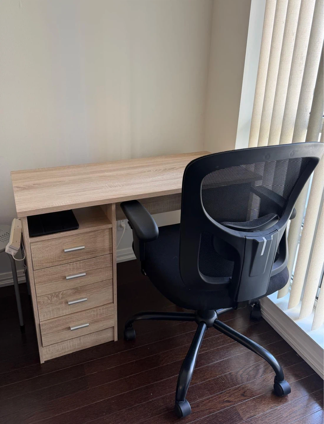 Wayfair Light Wood Grain Desk with 4 Drawers