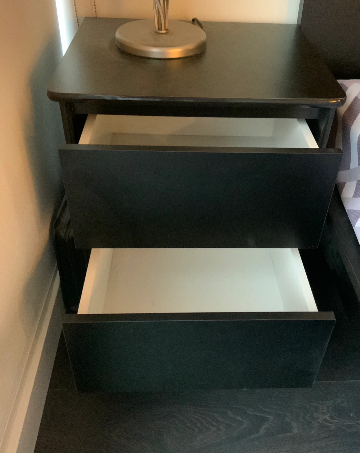 Black Two-Drawer Nightstand