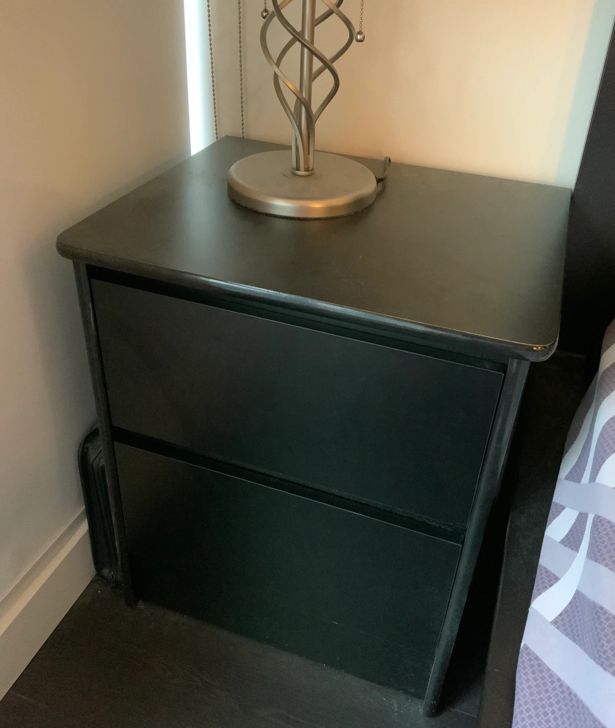 Black Two-Drawer Nightstand - photo 2