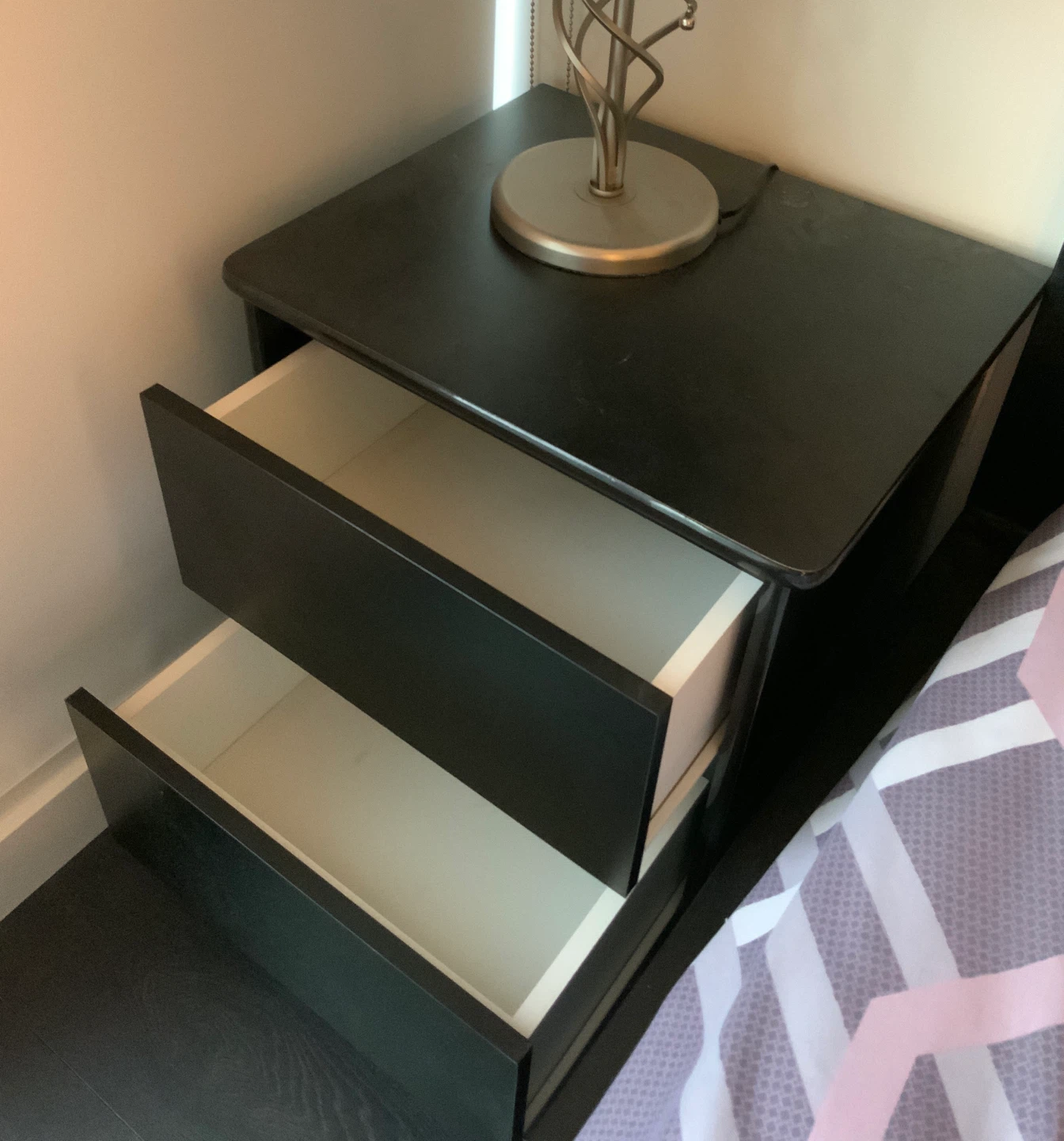 Black Two-Drawer Nightstand - photo 3