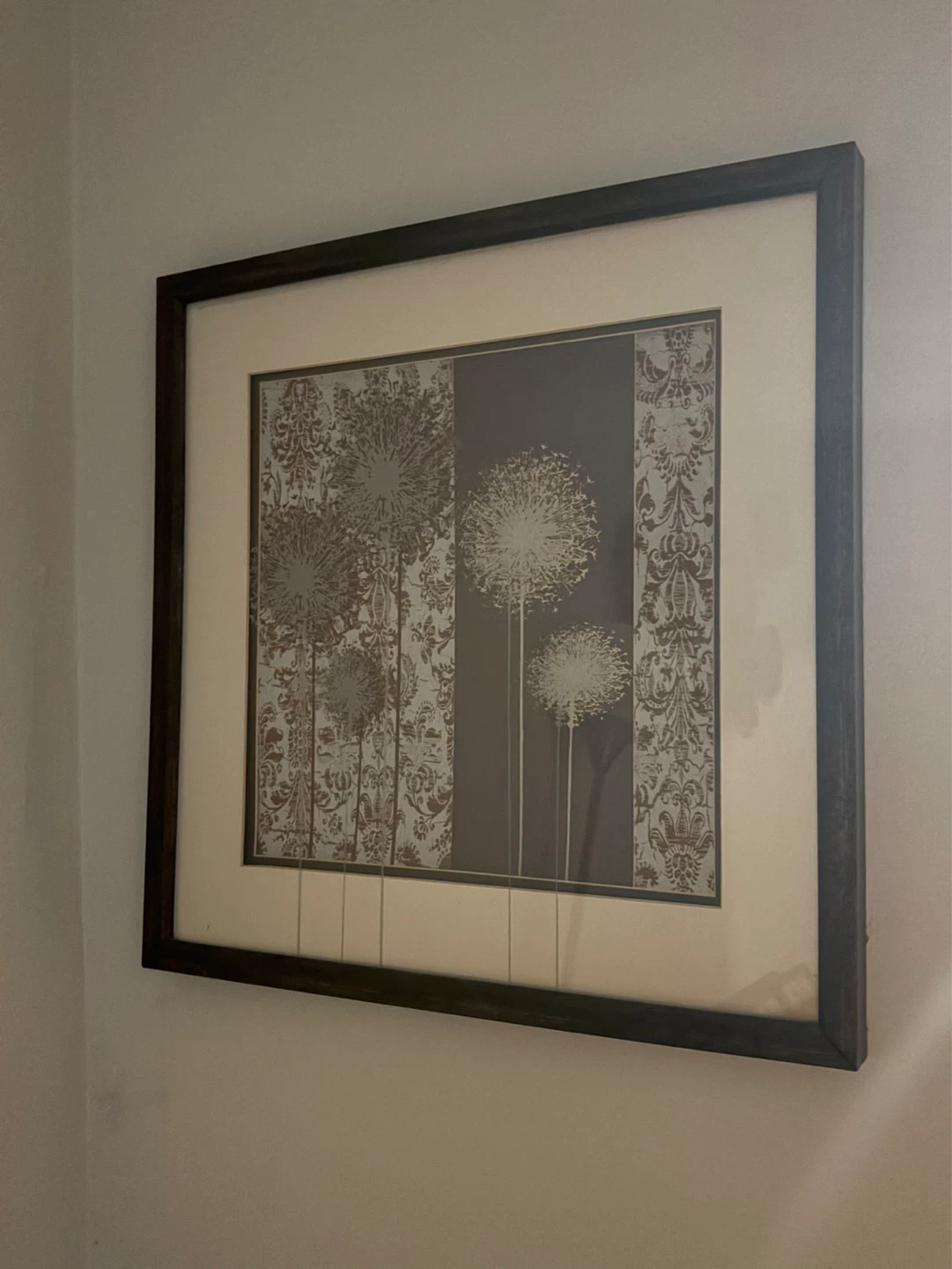 Framed Wall Art with Dandelion Design