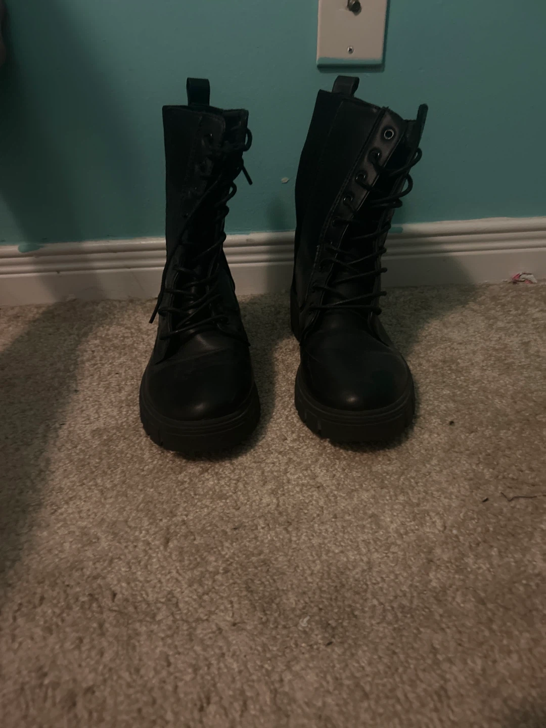 Black Lace-Up Combat Boots