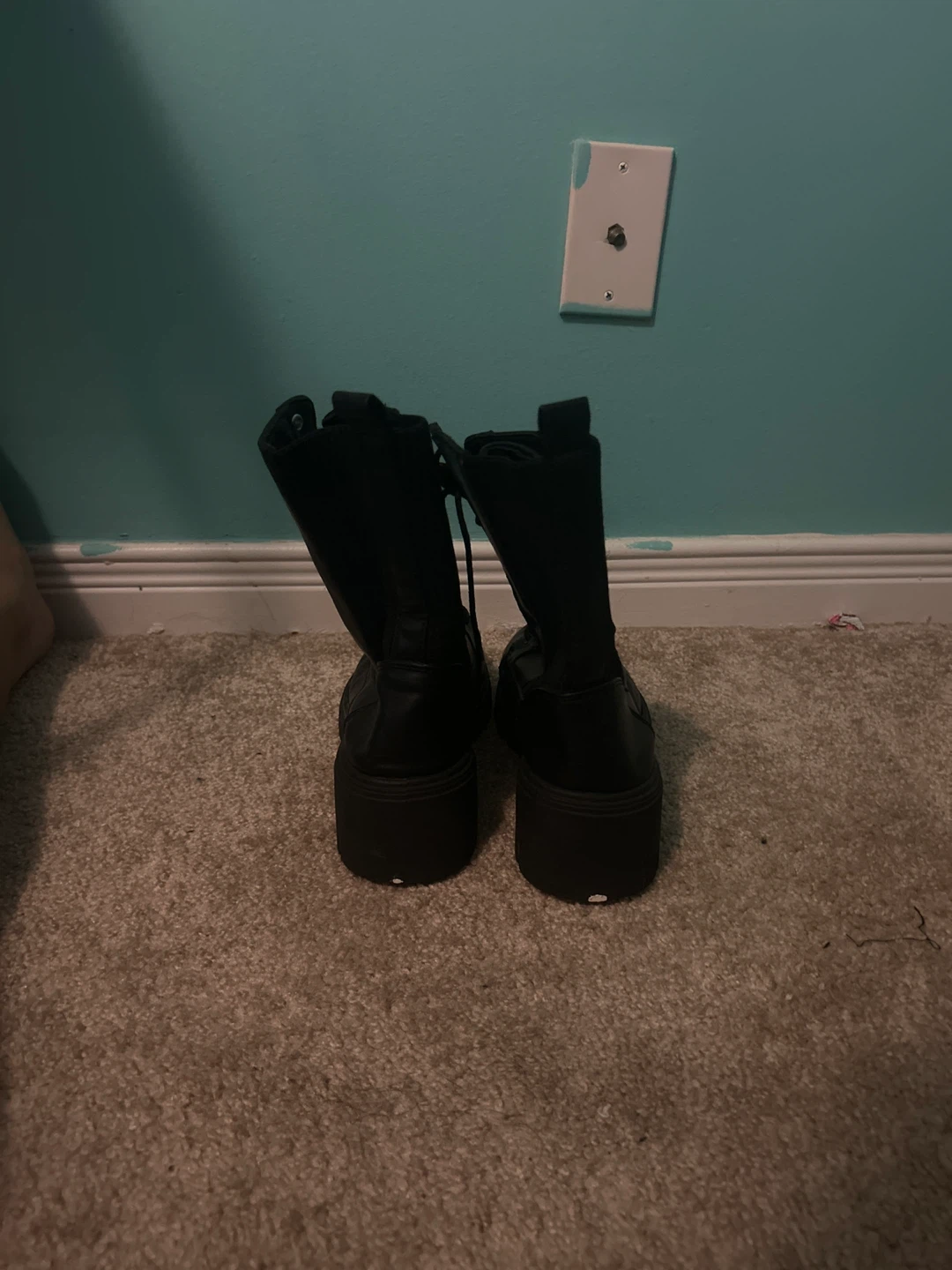 Black Lace-Up Combat Boots - photo 3