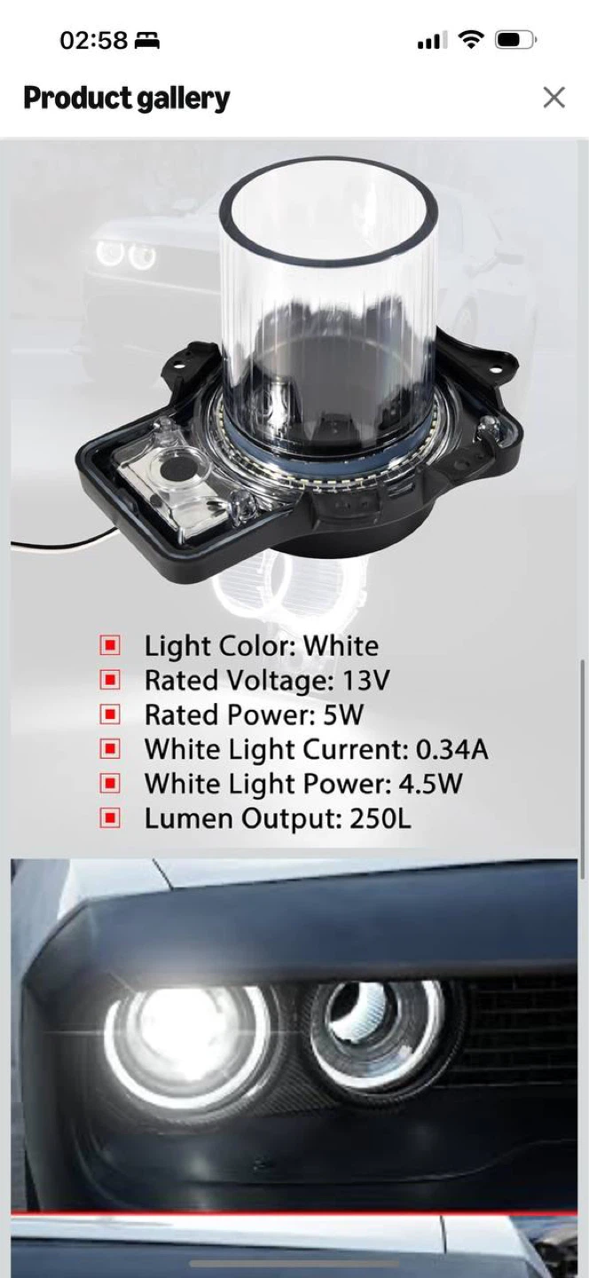 KEWISAUTO LED Headlight Air Insert Assembly for Dodge Challe - photo 3