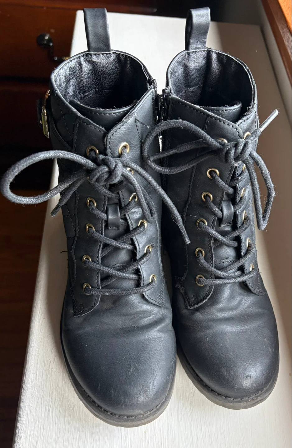 Black Lace-Up Ankle Boots Size 3