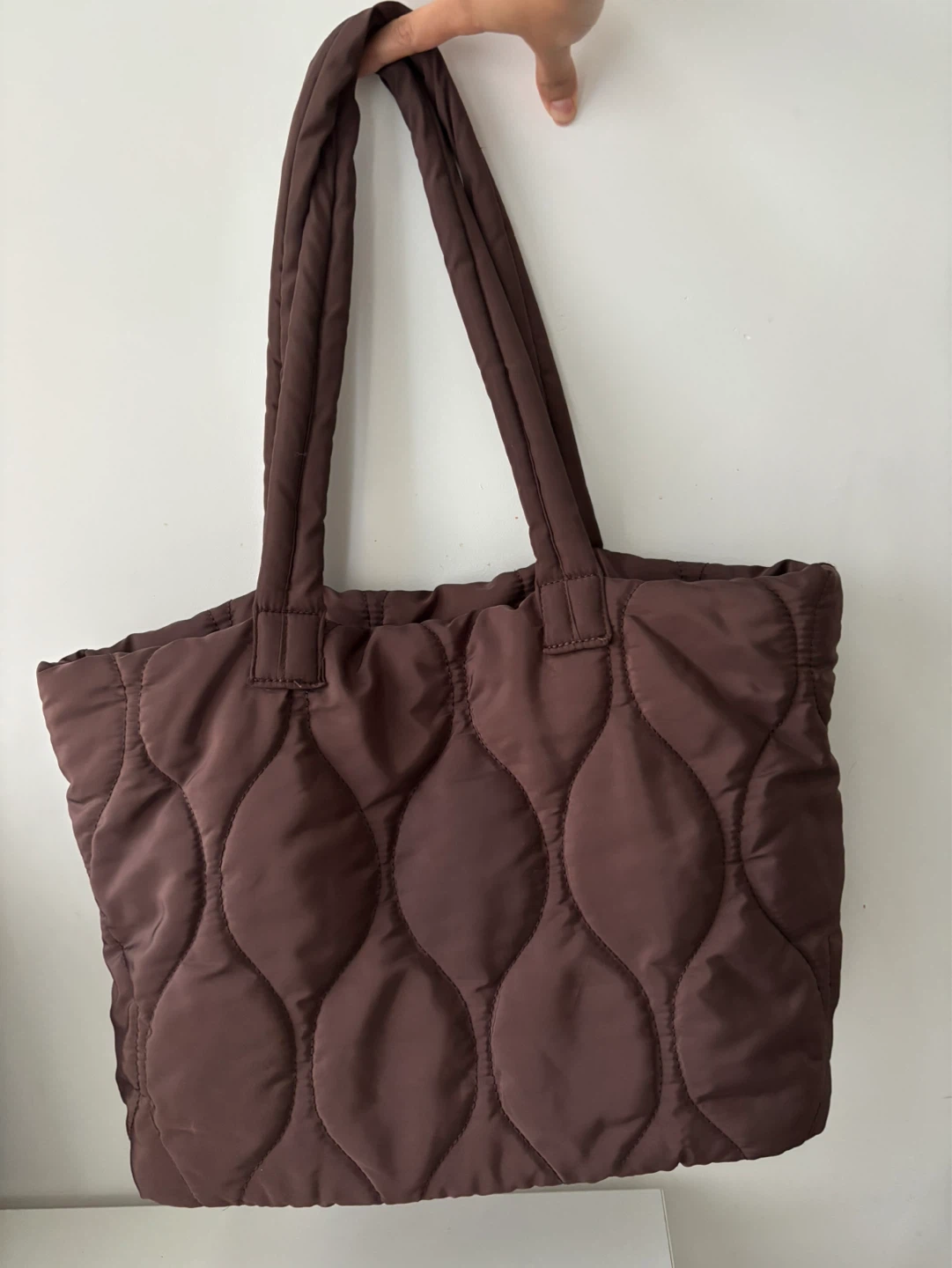 Quilted Tote Bag - Brown