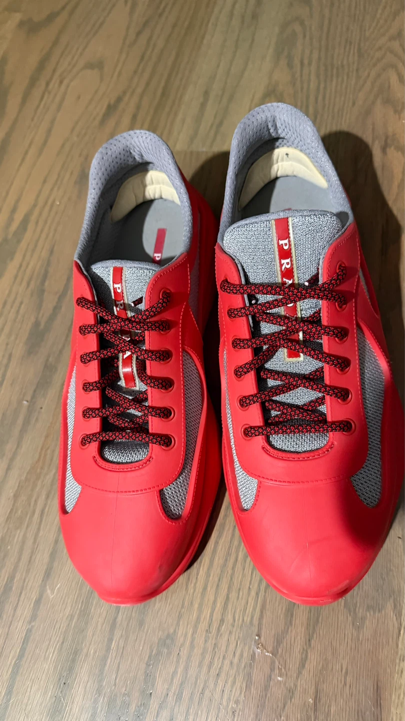 Prada Red & Grey Sneakers