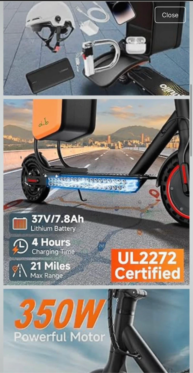 Electric Scooter with Detachable Seat and Storage Bag - photo 3