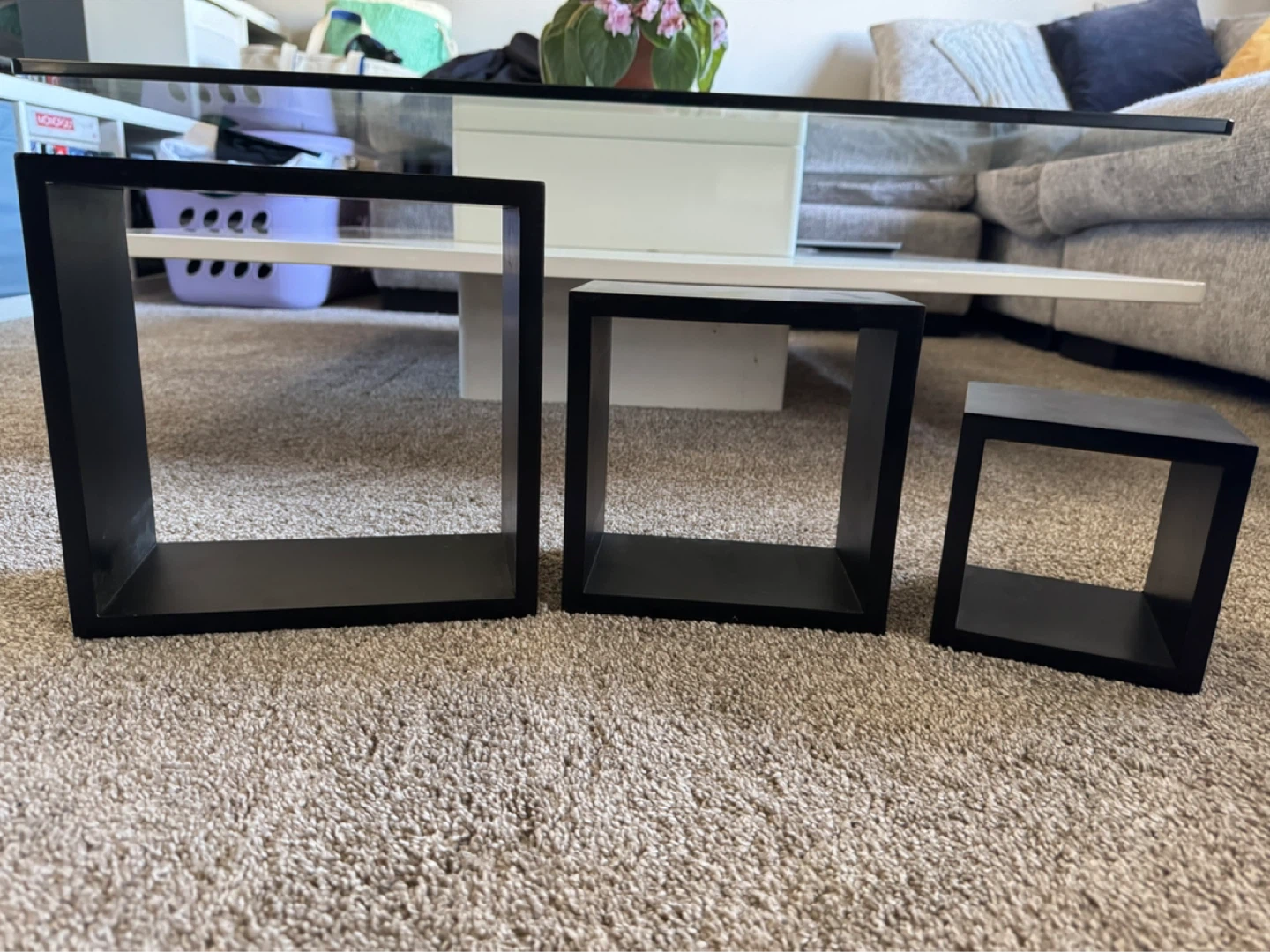 Set of 3 Black Square Wall Shelves ⚽️ - photo 3